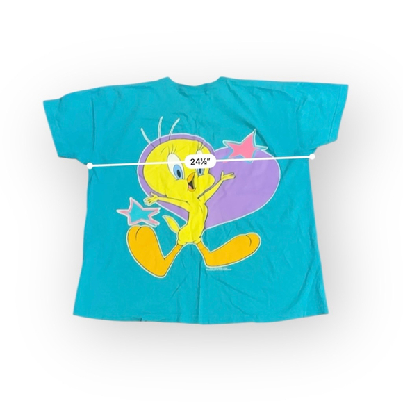 Vtg 96’ Warner Bros Looney Tunes Tweety Bird Graphic Tee Double-Sided Sz XL - Picture 3 of 7